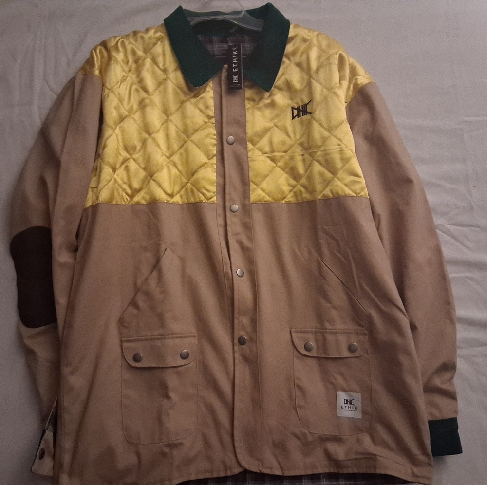 Ethik Yellow and Tan Quilted Shirt Jacket